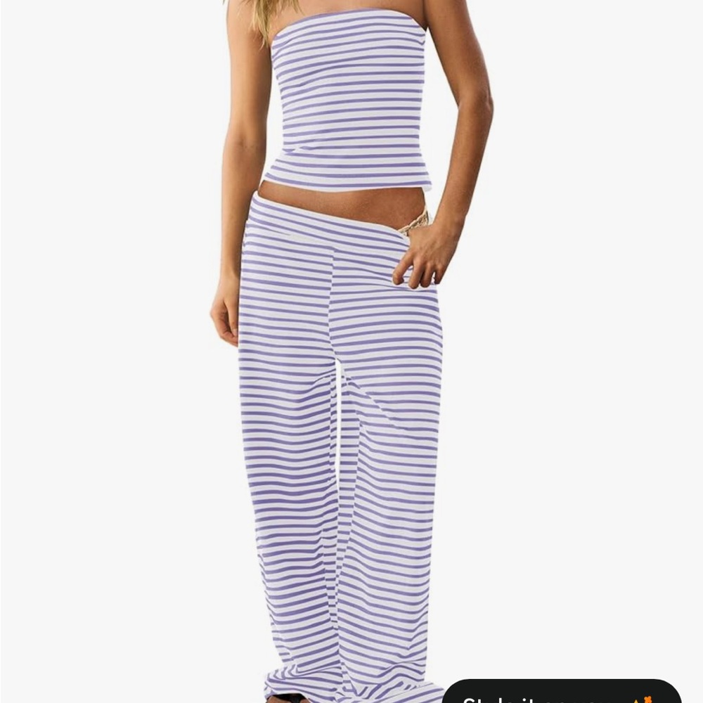 Striped Tube Top and Pants Set
